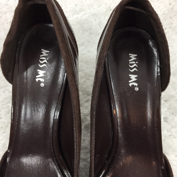Miss Me Brown Cut Out Heels Sz 6 W Pointy Toe - Picture 6 of 8